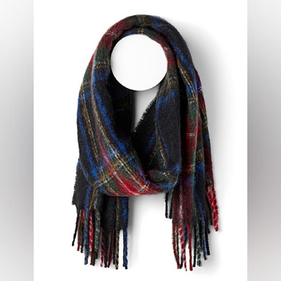 EUC OVERSIZED Simons tartan mohair scarf - Picture 2 of 5